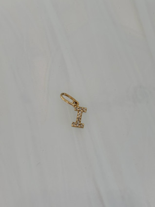 Petite Diamond Initial "I" Pendant- 14KY