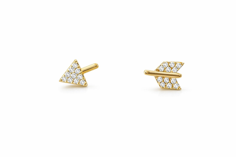 Diamond Anchor Stud Earrings- 14KY