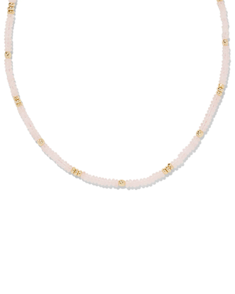 Deliah Strand Necklace in Rose Quartz- Gold Tone