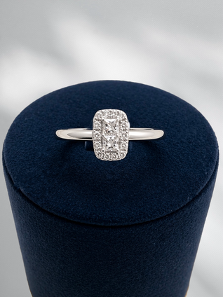 Pave Set Oblong Diamond Cluster Ring- 10KW 