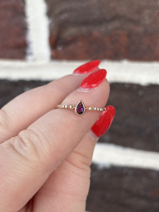 .04ctw Amethyst and Diamond Stackable Ring- 14KR 