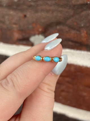 Three Stone Turquoise Ring- 14KY