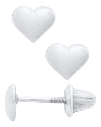 Puffy Heart Stud Earrings - Sterling Silver