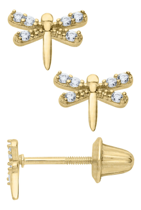 Dragonfly Stud Earrings- 14KY
