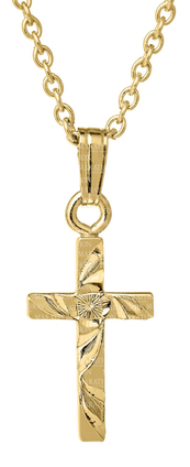 Hand Engraved Cross Pendant Necklace-14K Gold Filled