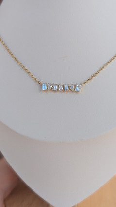 .75cttw Multi-Shape Diamond Bar Necklace- 14KY