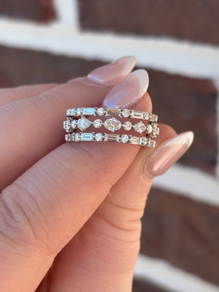 1.04cttw Triple Row Diamond Band- 14KW