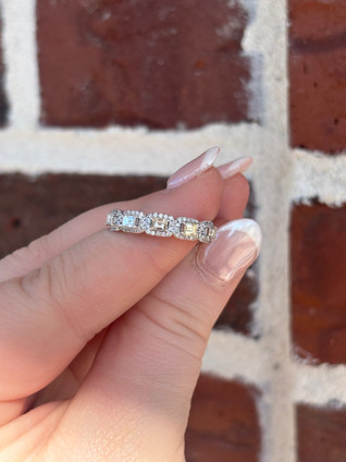 .77cttw Baguette and Diamond Halo Band- 14KW