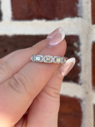 .77cttw Baguette and Diamond Halo Band- 14KW