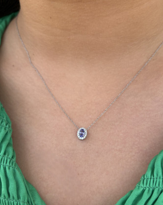 Tanzanite and Diamond Pendant Necklace- 14KW