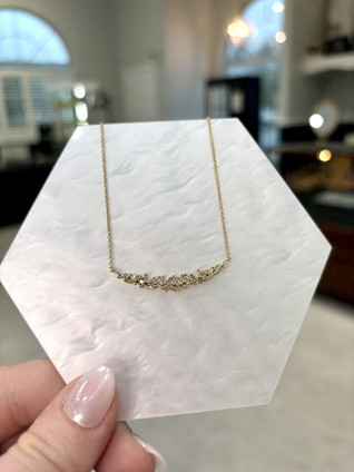 .42cttw Baguette and Round Diamond Bar Necklace- 14KY