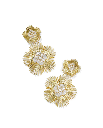 Dira Crystal Statement Earrings in White Mix- Gold Tone