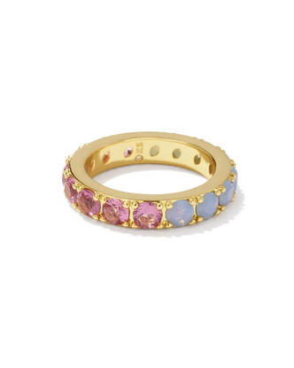 Chandler Band Ring in Pink Blue Mix- Gold Tone (Size 5)