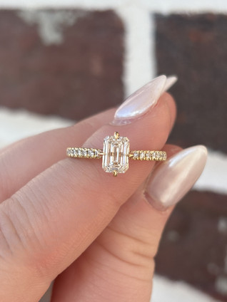 1.16cttw Lab Grown Emerald Cut Engagement Ring- 14KY