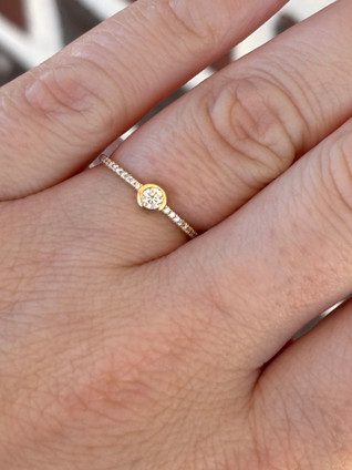 .16cttw Round Bezel Set Diamond Ring- 14KY