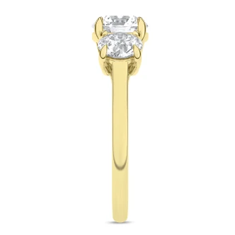 3.00cttw Lab Grown Three Stone Round Engagement Ring- 14KY