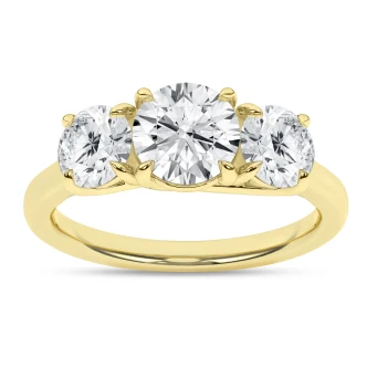 3.00cttw Lab Grown Three Stone Round Engagement Ring- 14KY