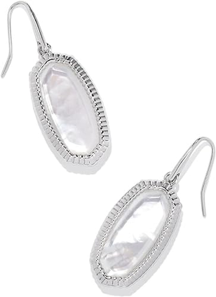 Dani Ridge Frame Drop Earrings in Ivory MOP- Rhodium