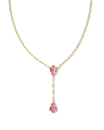 Camry Y Necklace in Azalea Illusion- Gold Tone