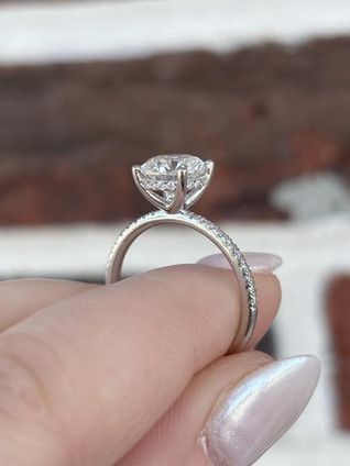 2.25cttw Lab Grown Round Engagement Ring with Hidden Halo- 14KW
