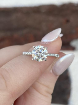 2.25cttw Lab Grown Round Engagement Ring with Hidden Halo- 14KW