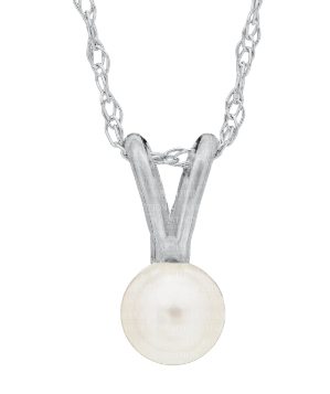 4mm Pearl Pendant Necklace- 14KW (GPW114)