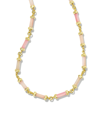 Gigi Strand Necklace in Pink Mix- Gold Tone