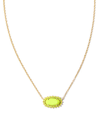 Elisa Color Burst Frame Necklace in Chartreuse Magnesite- Gold Tone