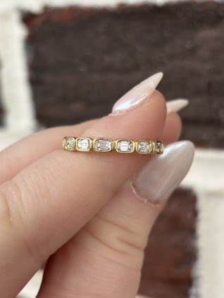 .75cttw Lab Grown East-to-West Emerald Cut Diamond Band- 14KY