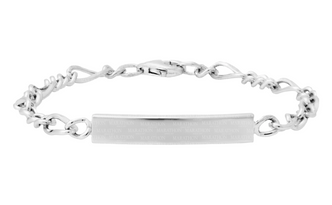 Sterling Silver Figaro Chain ID Bracelet (3359)