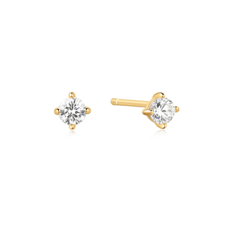 Gold Round Solitaire Stud Earrings (E057-01G)