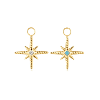 Gold Turquoise and CZ Earring Charm (EC060-04G)