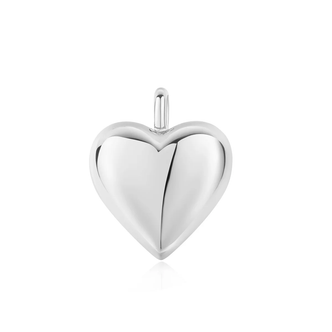 Silver Dome Heart Charm 