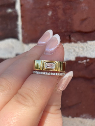 .46cttw Two Row Bezel Set Emerald Cut Polished Band- 14KY/W