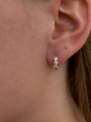 .50cttw Three Stone Diamond Huggie Hoop Earrings-14KY