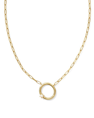 Pearl Letter "O" Pendant Necklace in White Pearl- Gold Tone