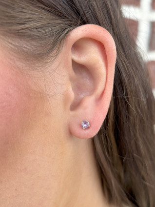 4mm Created Alexandrite Stud Earrings- 14KY
