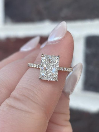 3.61cttw Lab Grown Radiant Cut Engagement Ring with Cathedral Mounting- 14KY