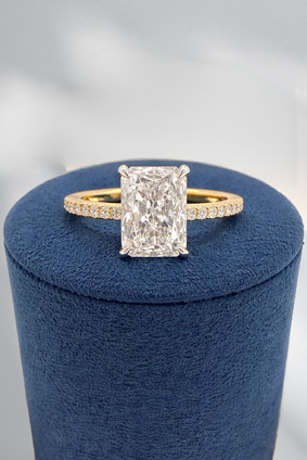 3.61cttw Lab Grown Radiant Cut Engagement Ring- 14KY