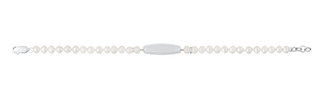 Pearl Bracelet with Engravable Plate-Sterling Silver