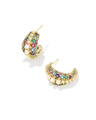 Krista Hoop Earring in Multi Mix- Gold Tone