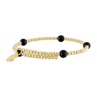 Black Onyx Birthstone Wrap Bracelet- 14KT Gold Filled