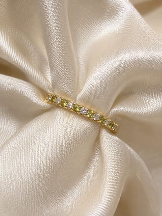 .10cttw Alternating Peridot and Diamond Prong Set Band- 10KY