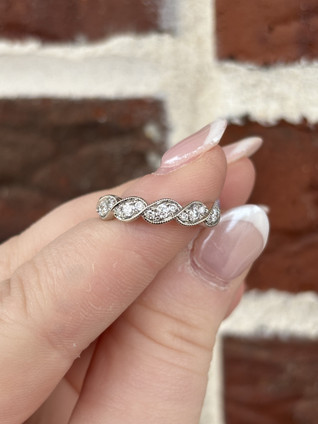 .37cttw Milgrain Diamond Stackable Band- 14KW