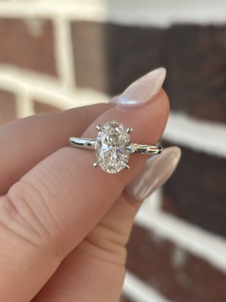 2.09cttw Lab Grown Oval Solitaire Engagement Ring- 14KW