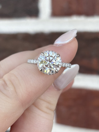 3.51cttw Lab Grown Round Engagement Ring with Hidden Halo- 14KW