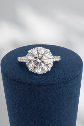 3.51cttw Lab Grown Round Engagement Ring- 14KW