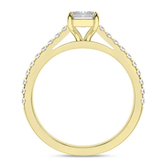 1.26cttw Lab Grown Emerald Cut Engagement Ring- 14KY