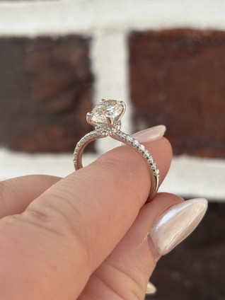 1.70cttw Lab Grown Oval Brilliant Engagement Ring with Hidden Halo- 14KW