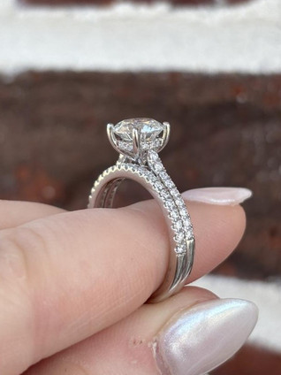 2.03cttw Lab Grown Round Brilliant Engagement Ring with Matching Diamond Band- 14KW